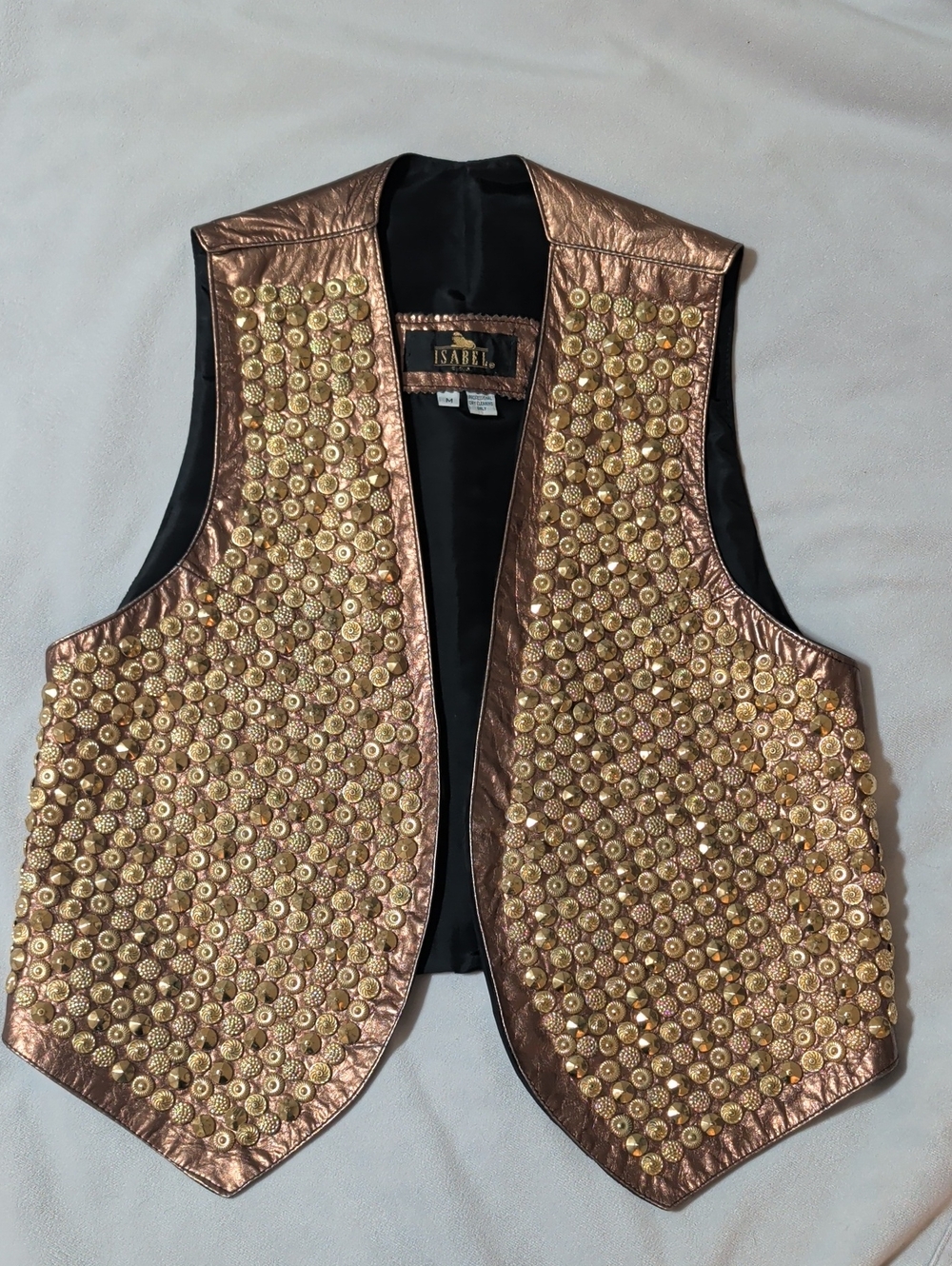 Isabel Gold Stud, Bronze Metallic Woman's Vest Size M, Party, Concert, Vintage